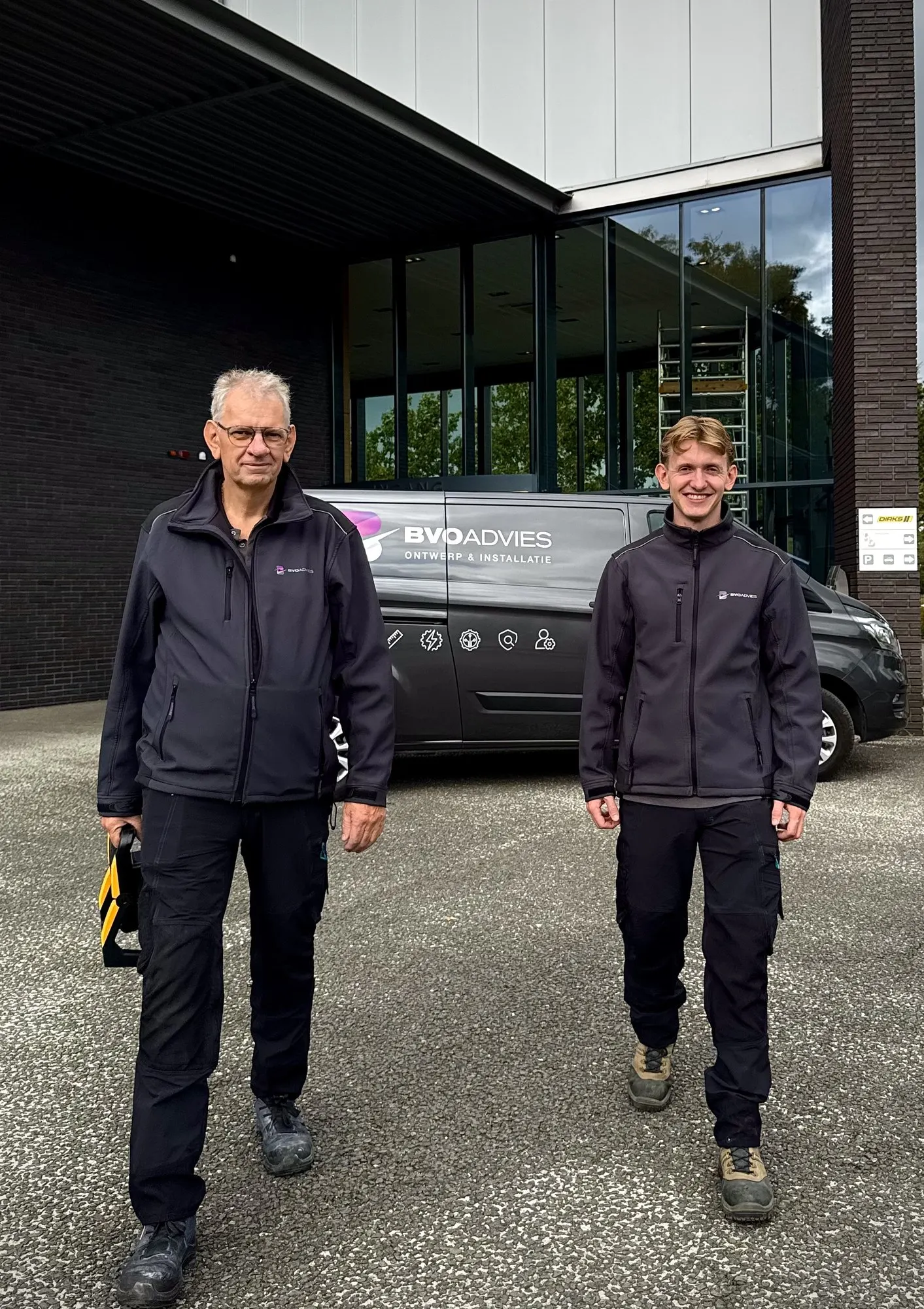 Bart Vogels and a colleague on site at a client